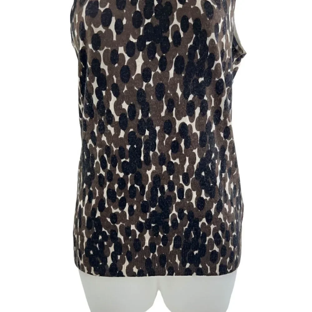 Tory Burch Tank Top Size Small Sleeveless Career 100% Merino Wool Leopard Print